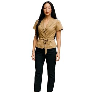 Evelyn Belted Blazer Women 4 Vintage Retro Rockabilly Officewear Short Sleeve